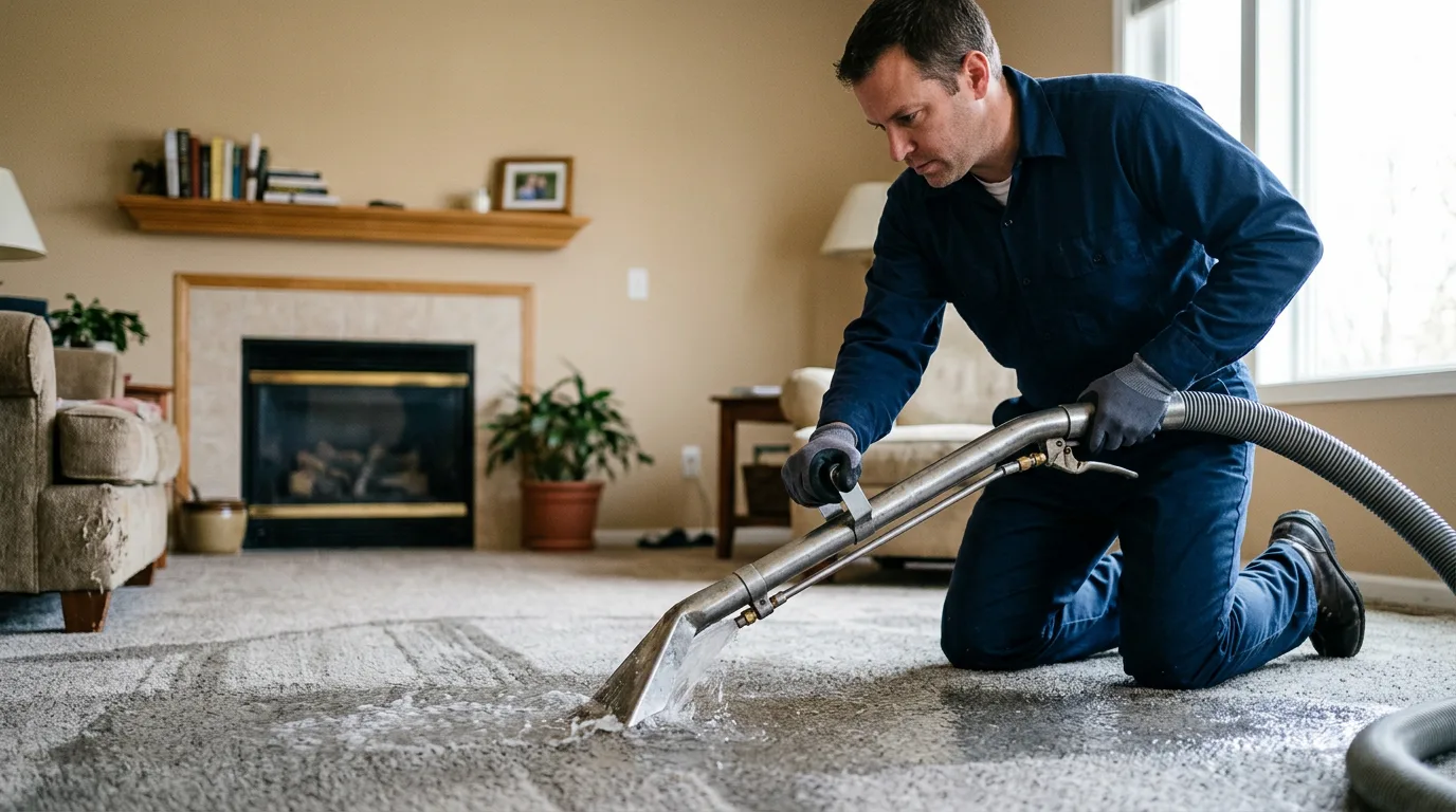 Water damage restoration technician working near Marietta, MS